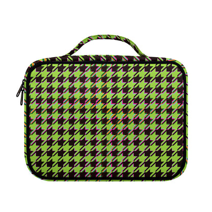 Trippy green Houndstooth Pattern Print Briefcase Bible Bag