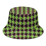Trippy green Houndstooth Pattern Print Bucket Hat