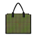 Trippy green Houndstooth Pattern Print Canvas Tote Bag