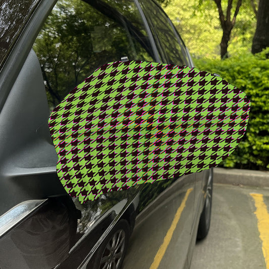 Trippy green Houndstooth Pattern Print Car Side Mirror Covers