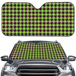 Trippy green Houndstooth Pattern Print Car Windshield Sun Shade