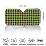 Trippy green Houndstooth Pattern Print Car Windshield Sun Shade