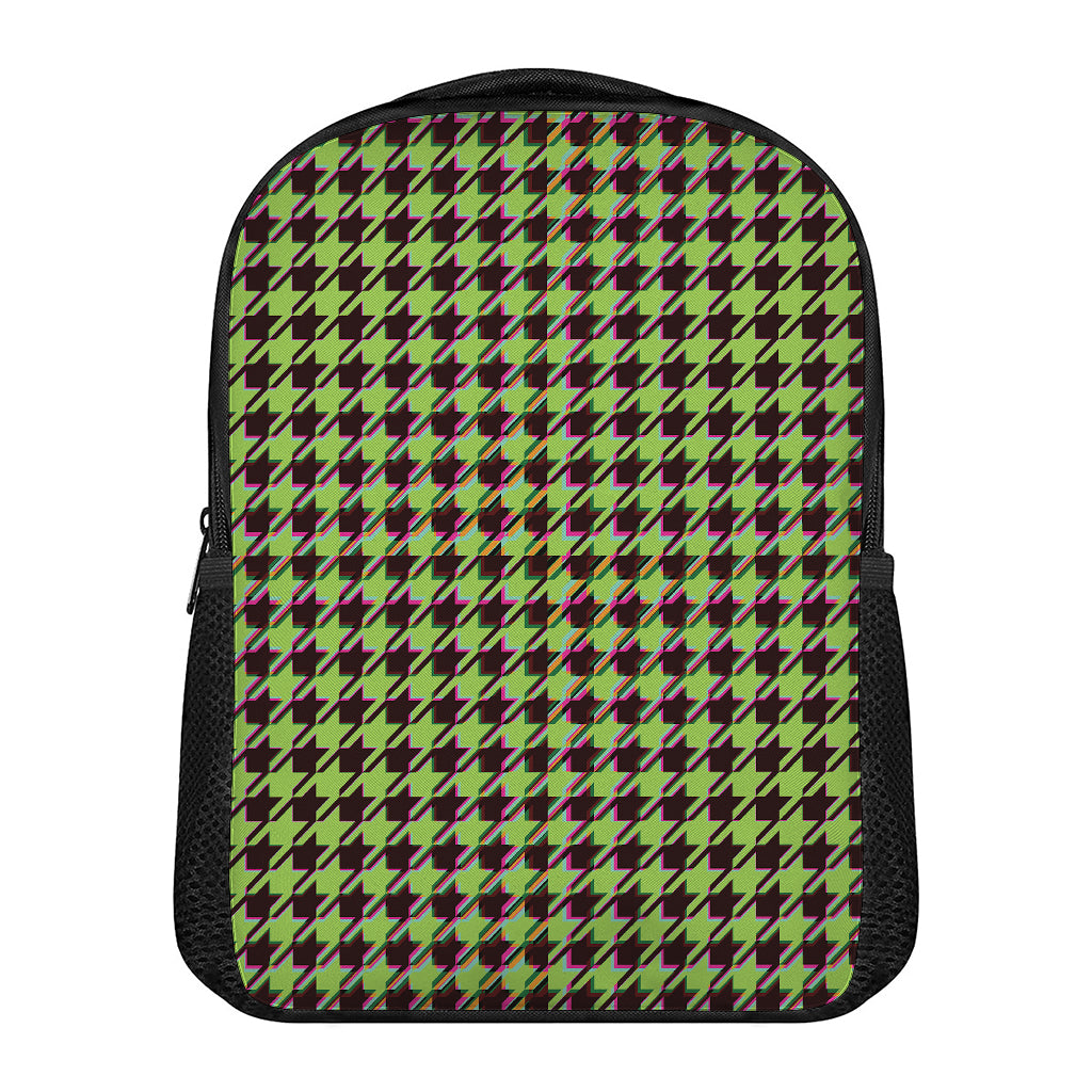 Trippy green Houndstooth Pattern Print Casual Backpack