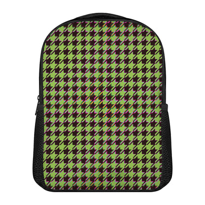 Trippy green Houndstooth Pattern Print Casual Backpack