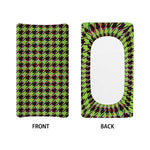 Trippy green Houndstooth Pattern Print Changing Pad Cover