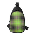 Trippy green Houndstooth Pattern Print Sling Bag