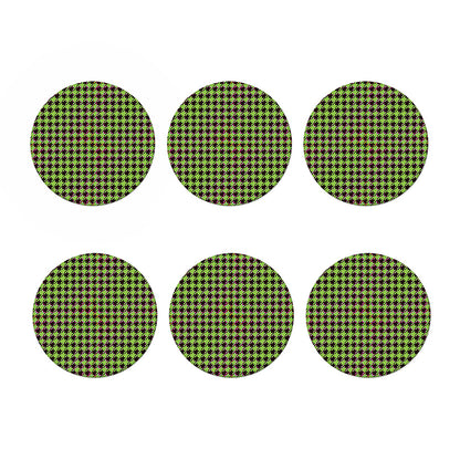 Trippy green Houndstooth Pattern Print Coaster Set