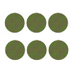 Trippy green Houndstooth Pattern Print Coaster Set