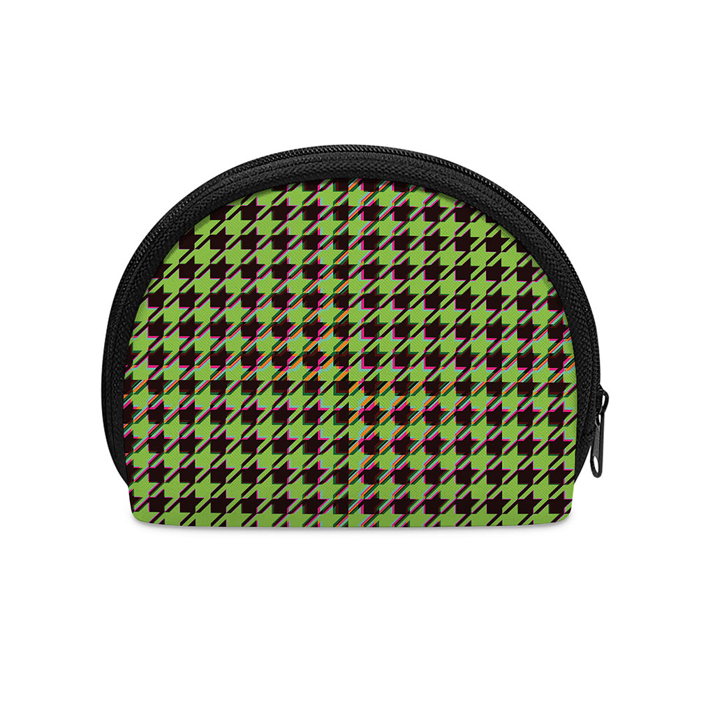 Trippy green Houndstooth Pattern Print Coin Purse