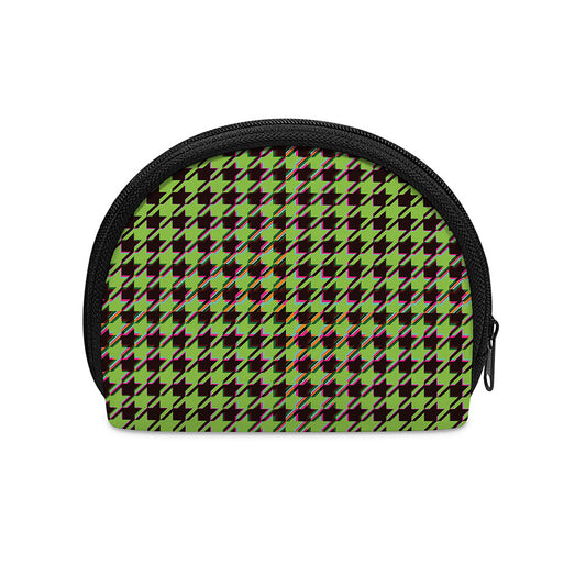 Trippy green Houndstooth Pattern Print Coin Purse