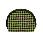 Trippy green Houndstooth Pattern Print Coin Purse