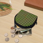 Trippy green Houndstooth Pattern Print Coin Purse
