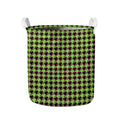 Trippy green Houndstooth Pattern Print Collapsible Laundry Basket