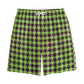 Trippy green Houndstooth Pattern Print Cotton Shorts