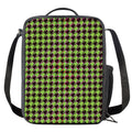 Trippy green Houndstooth Pattern Print Crossbody Lunch Bag
