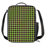 Trippy green Houndstooth Pattern Print Crossbody Lunch Bag