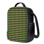 Trippy green Houndstooth Pattern Print Crossbody Lunch Bag