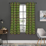 Trippy green Houndstooth Pattern Print Curtain