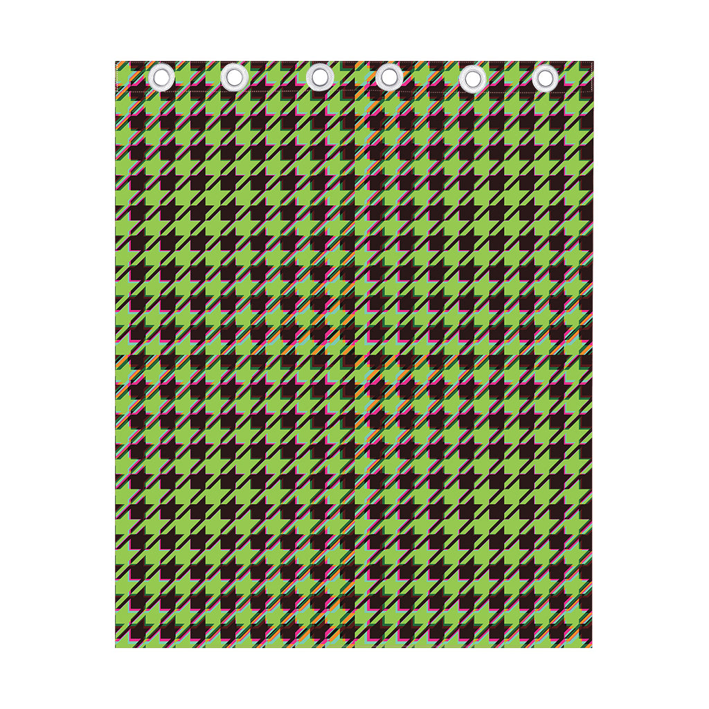 Trippy green Houndstooth Pattern Print Curtain