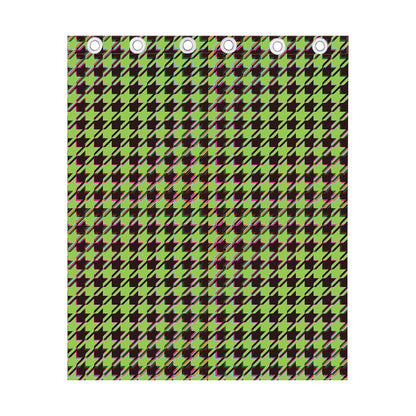 Trippy green Houndstooth Pattern Print Curtain