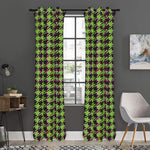 Trippy green Houndstooth Pattern Print Curtain