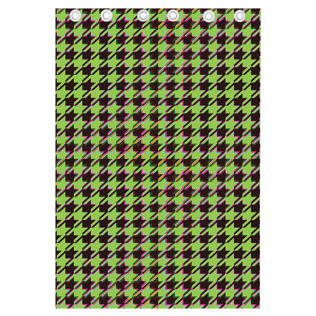 Trippy green Houndstooth Pattern Print Curtain