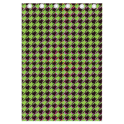 Trippy green Houndstooth Pattern Print Curtain