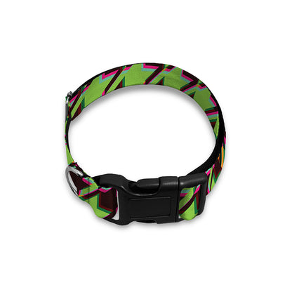 Trippy green Houndstooth Pattern Print Dog Collar