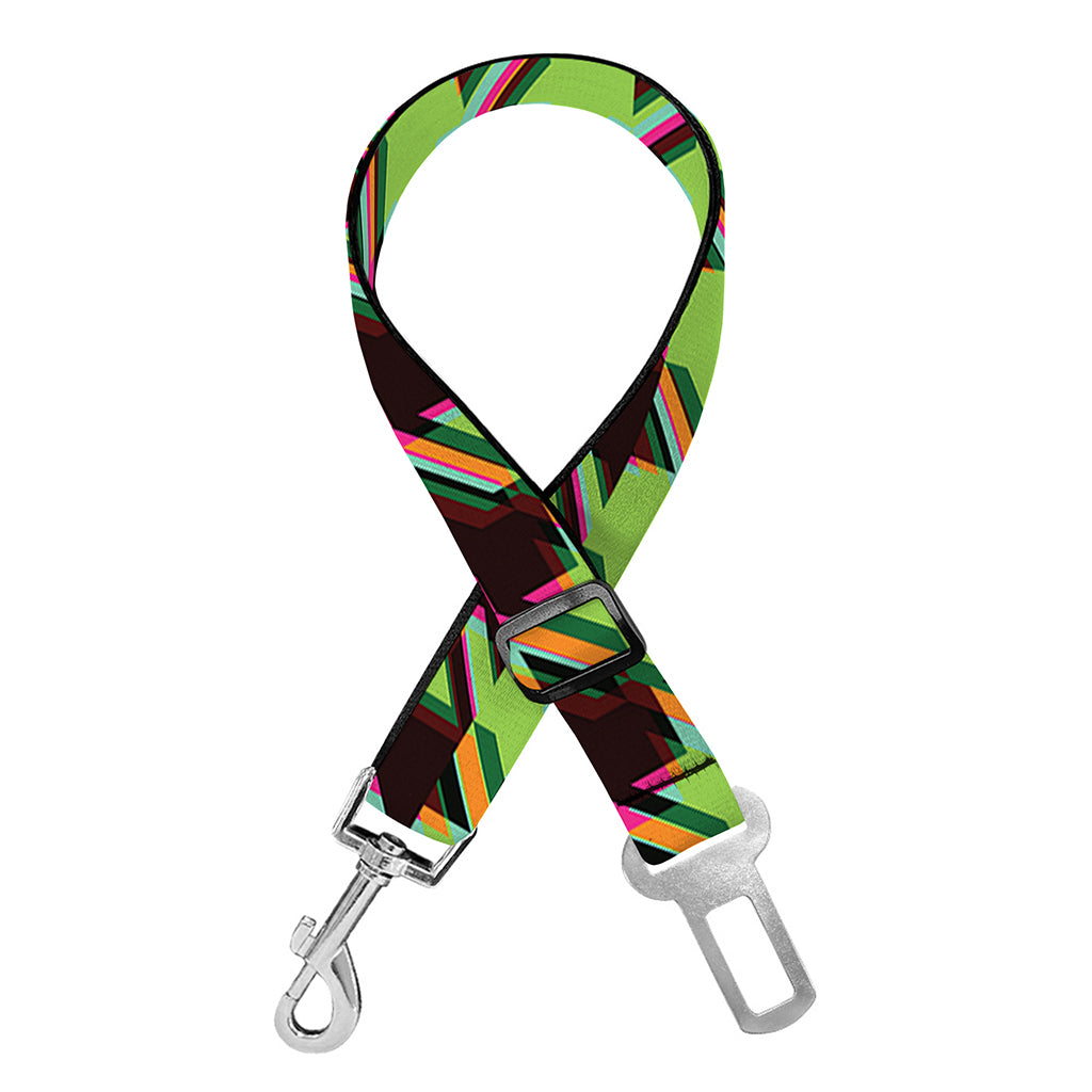 Trippy green Houndstooth Pattern Print Dog Seat Belt