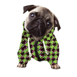 Trippy green Houndstooth Pattern Print Dog Zip Up Hoodie