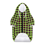 Trippy green Houndstooth Pattern Print Dog Zip Up Hoodie