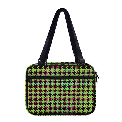 Trippy green Houndstooth Pattern Print Double Strap Bible Bag