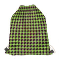 Trippy green Houndstooth Pattern Print Drawstring Bag
