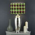 Trippy green Houndstooth Pattern Print Drum Lamp Shade