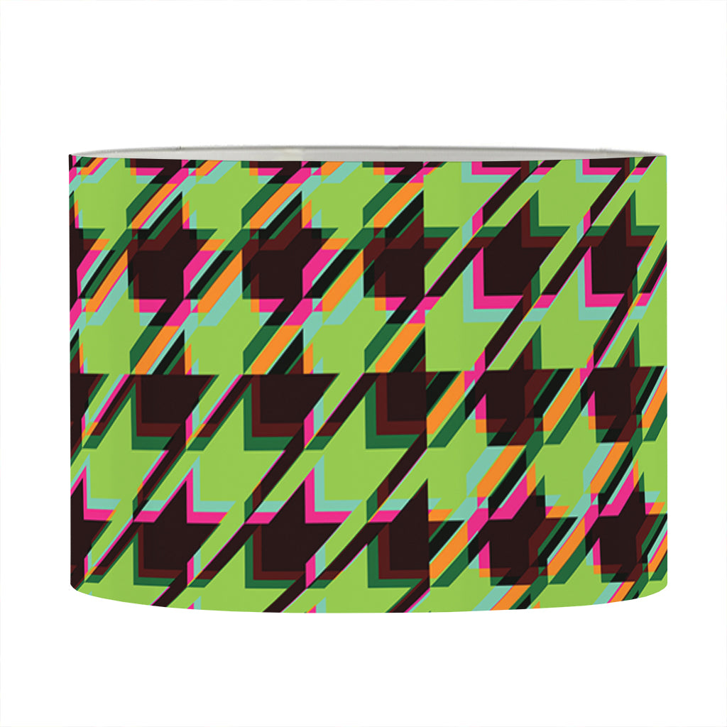 Trippy green Houndstooth Pattern Print Drum Lamp Shade
