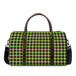 Trippy green Houndstooth Pattern Print Duffle Bag