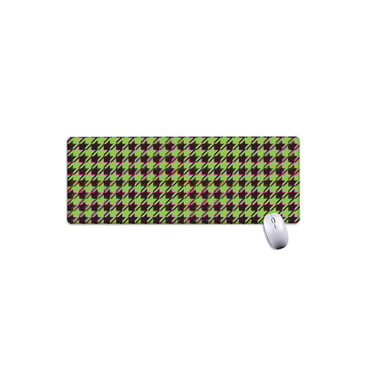 Trippy green Houndstooth Pattern Print Extended Mouse Pad