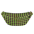 Trippy green Houndstooth Pattern Print Fanny Pack