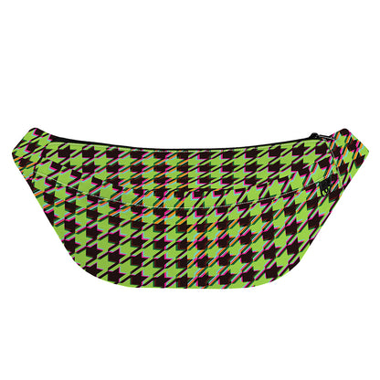 Trippy green Houndstooth Pattern Print Fanny Pack