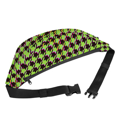 Trippy green Houndstooth Pattern Print Fanny Pack