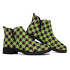 Trippy green Houndstooth Pattern Print Flat Ankle Boots