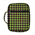 Trippy green Houndstooth Pattern Print Front Pocket Bible Bag