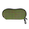 Trippy green Houndstooth Pattern Print Glasses Case