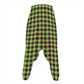 Trippy green Houndstooth Pattern Print Hammer Pants