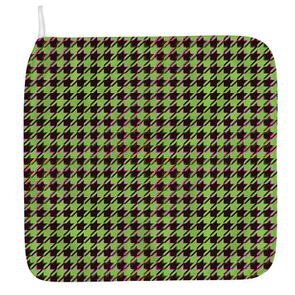 Trippy green Houndstooth Pattern Print Hand Towel