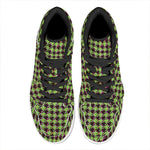 Trippy green Houndstooth Pattern Print High Top Leather Sneakers