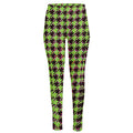 Trippy green Houndstooth Pattern Print High-Waisted Pocket Leggings