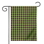 Trippy green Houndstooth Pattern Print House Flag