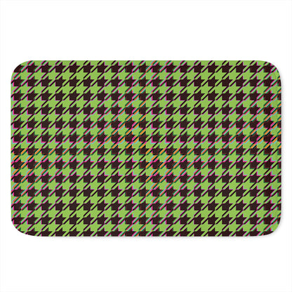 Trippy green Houndstooth Pattern Print Indoor Door Mat