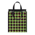 Trippy green Houndstooth Pattern Print Insulated Lunch Tote